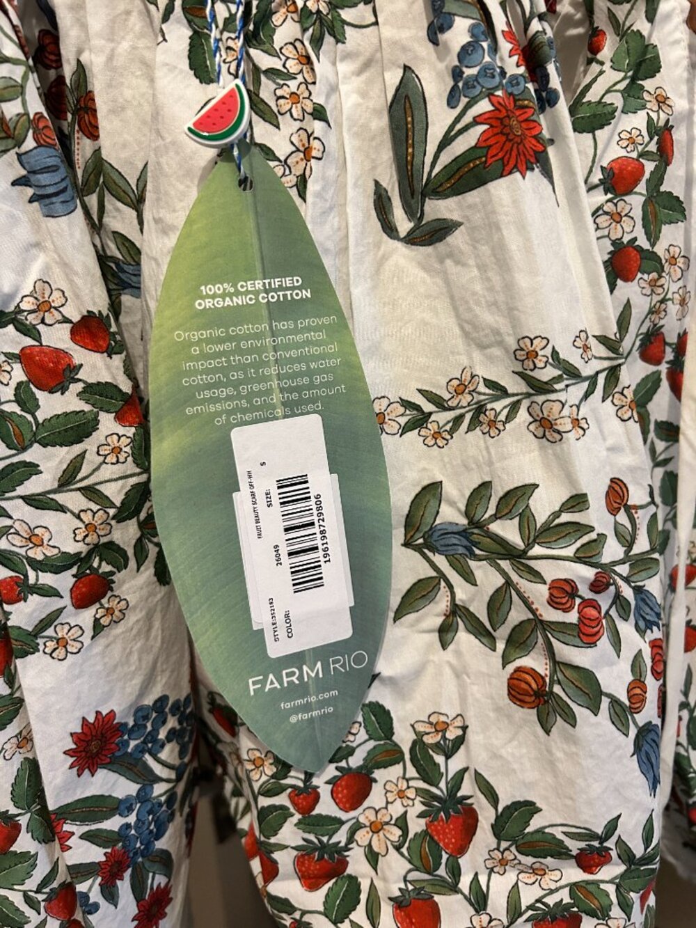 Farm Rio Off White Fruit Beauty Scarf Blouse (NWT) Small - Picture 5 of 7